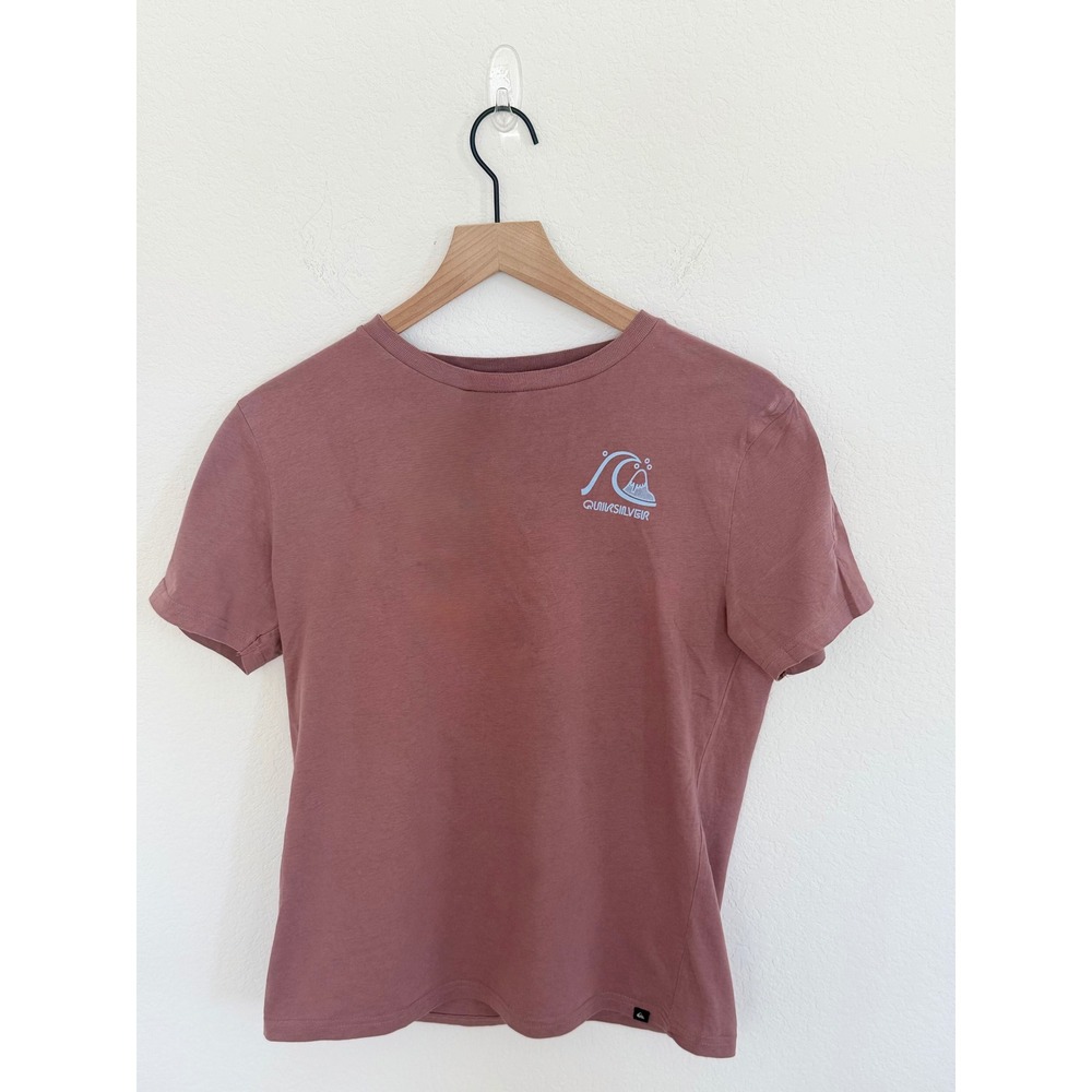 Quiksilver Boys Graphic T-Shirt Mauve Pink Short Sleeve Surf Tee Size L 14/16